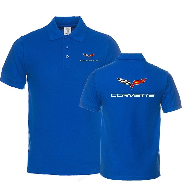 New Brand Business tops Men Casual Cotton Chevrolet Corvette polo shirt men Short Sleeve Tops Solid colour clothes