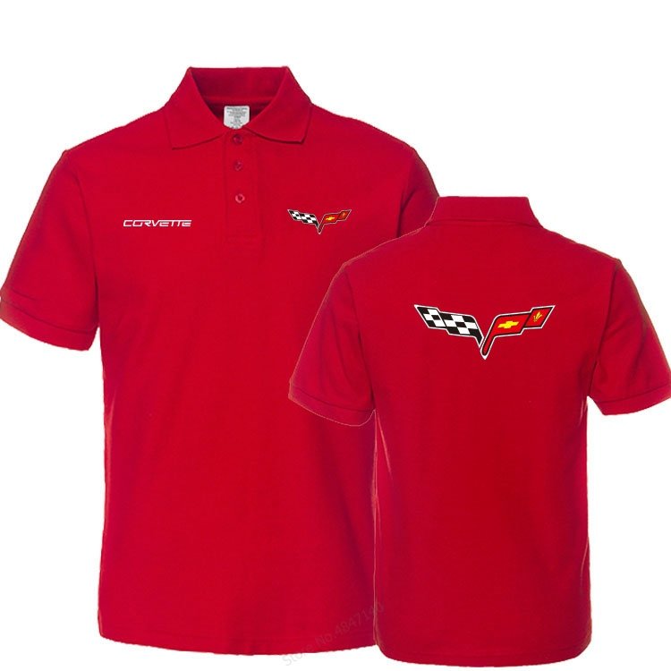 New Brand Business tops Men Casual Cotton Chevrolet Corvette polo shirt men Short Sleeve Tops Solid colour clothes